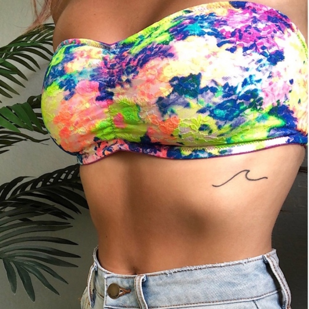 VS Pink neon multi color lace bralette bandeau